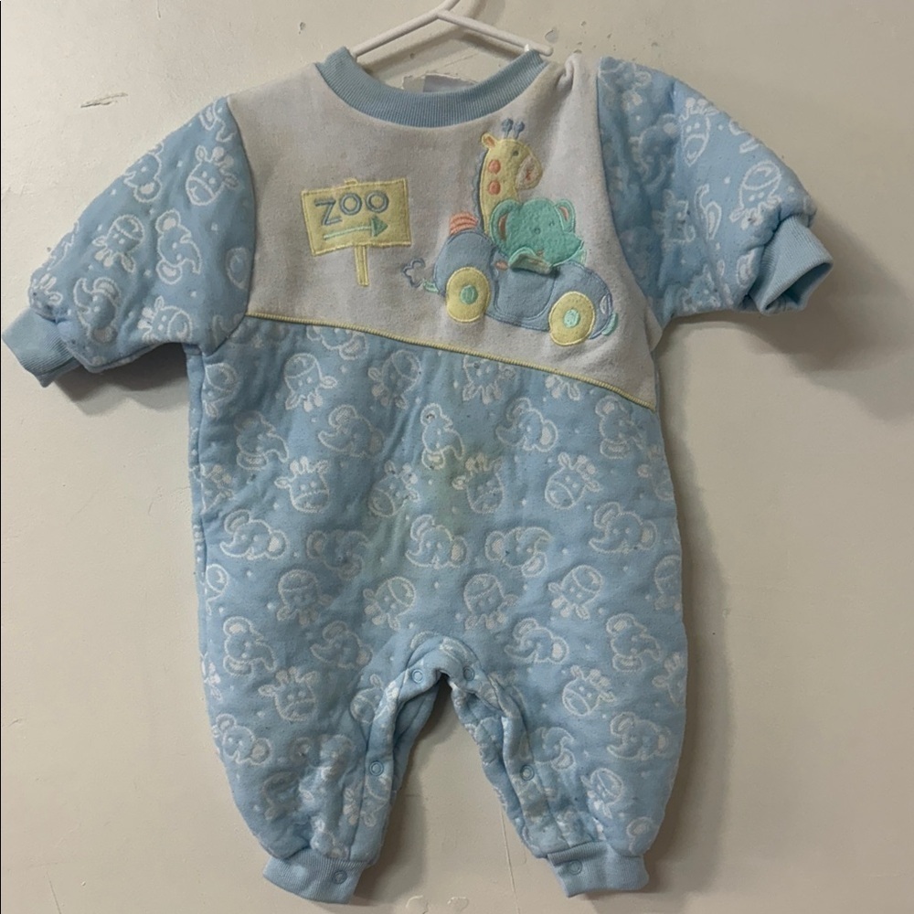 Zoo Themed Blue Kids One Piece 90’s